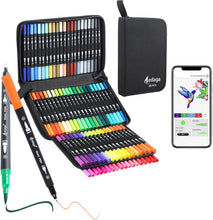 Load image into Gallery viewer, 80 Colors Numbered Dual Tip Brush Pens with Free App, Fine and Brush Tips Pens for Adults and Kids, Coloring Markers for Coloring Book Bullet Journaling Note Taking Planner Hand Lettering