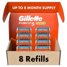Load image into Gallery viewer, Gillette Fusion5 Power Mens Razor Blade Refills, 8 Count, Lubrastrip for a More Comfortable Shave-gadgets