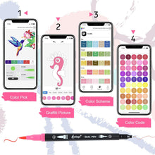 Load image into Gallery viewer, 80 Colors Numbered Dual Tip Brush Pens with Free App, Fine and Brush Tips Pens for Adults and Kids, Coloring Markers for Coloring Book Bullet Journaling Note Taking Planner Hand Lettering