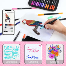 Load image into Gallery viewer, 80 Colors Numbered Dual Tip Brush Pens with Free App, Fine and Brush Tips Pens for Adults and Kids, Coloring Markers for Coloring Book Bullet Journaling Note Taking Planner Hand Lettering