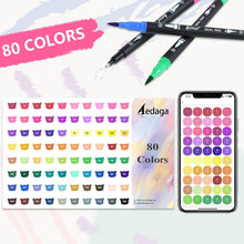 Load image into Gallery viewer, 80 Colors Numbered Dual Tip Brush Pens with Free App, Fine and Brush Tips Pens for Adults and Kids, Coloring Markers for Coloring Book Bullet Journaling Note Taking Planner Hand Lettering
