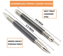 Load image into Gallery viewer, WHLLING 2-Piece Dual Head Nail Setter and Hinge Pin Punch Set, Hammerless 1/32″& 1/16″Spring Nail Set, 5000 PSI Striking Force Door Pin Removal Tool