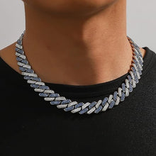 Load image into Gallery viewer, Mens Cuban Link Chain Miami Cuban Necklace 18K Blue Silver Chain Diamond Cut Chains For Men Women 14mm Iced Out Hip Hop Jewelry with Gift Box
