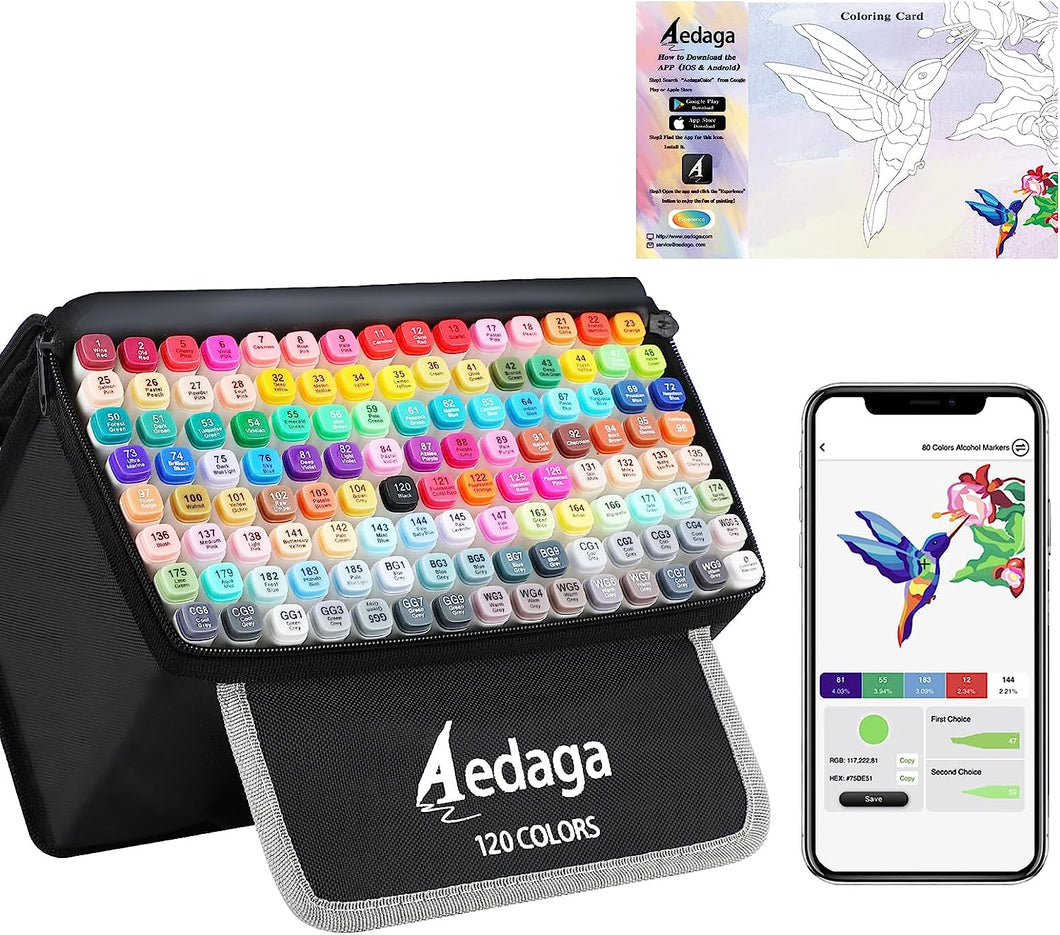 120 Colors Alcohol Markers for Artists, Free APP for Coloring.  IN STOCK in USA warehouse
