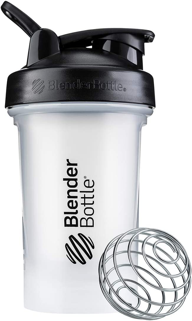Shaker Bottle Perfect for Protein Shakes and Pre Workout, 20-Ounce, Clear/Black