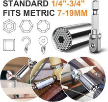 Load image into Gallery viewer, Super Universal Socket Tools Gifts for Men - Christmas Stocking Stuffers for Men Socket Set with Power Drill Adapter Grip Socket Cool Gadgets for Men Birthday Gifts for Dad Men Women Husband (7-19mm)
