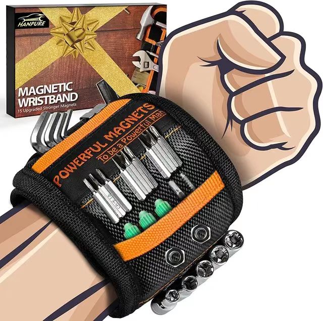 Father's Day Gifts for Dad from Daughter Son, Magnetic Wristband Tool Belt for Holding Screws Nails Drill Bits, Cool Gadgets Birthday Gift for Men Him Women Husband Wife Carpenters Who Have Everything