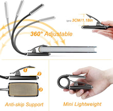Load image into Gallery viewer, 9 LED Rechargeable Book Light for Reading in Bed - Eye Caring 3 Color Temperatures,Stepless Dimming Brightness,12+Hrs Runtime Small Lightweight Clip On Book Reading Light for Kids,Studying
