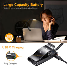 Load image into Gallery viewer, 9 LED Rechargeable Book Light for Reading in Bed - Eye Caring 3 Color Temperatures,Stepless Dimming Brightness,12+Hrs Runtime Small Lightweight Clip On Book Reading Light for Kids,Studying

